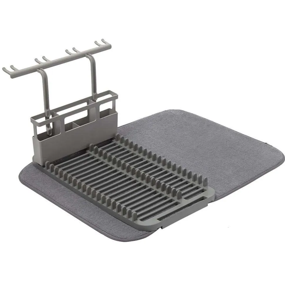 Umbra Udry Dish Rack with Microfibre Dry Mat (Charcoal)