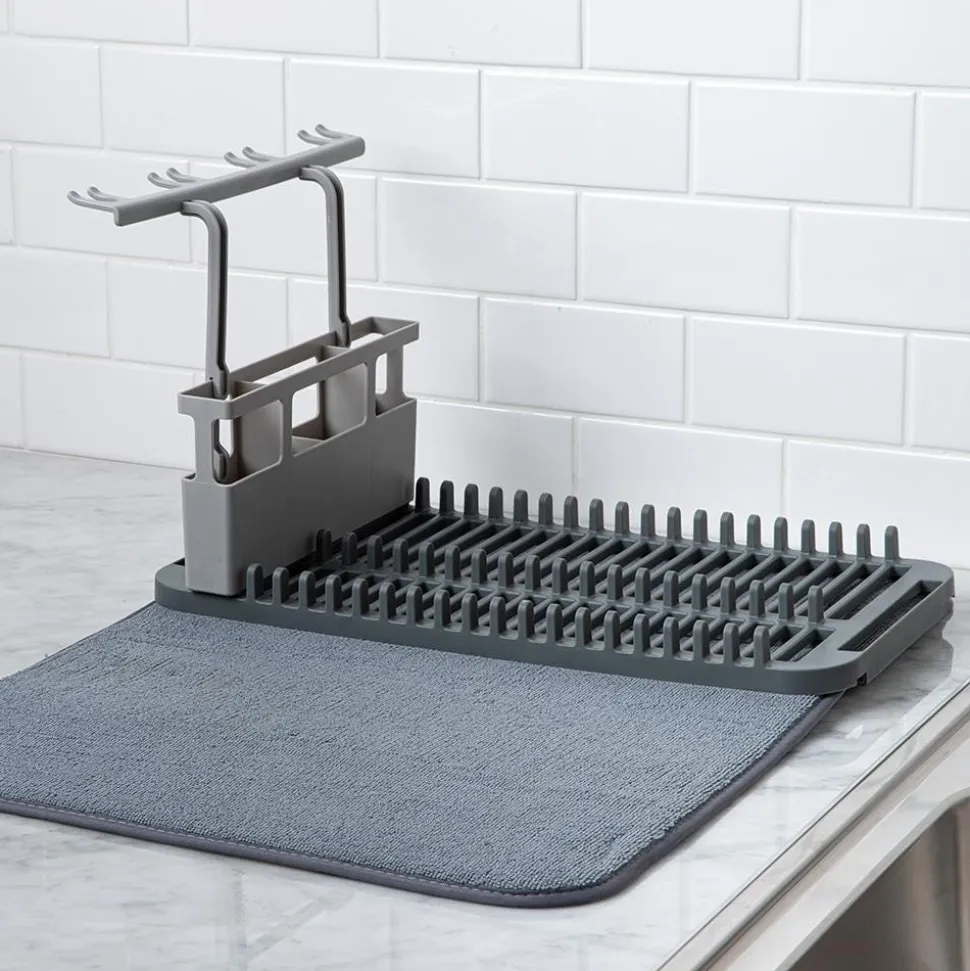 Umbra Udry Dish Rack with Microfibre Dry Mat (Charcoal)