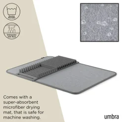 Umbra Udry Microfibre Drying Mat with Rack - Charcoal (24x18