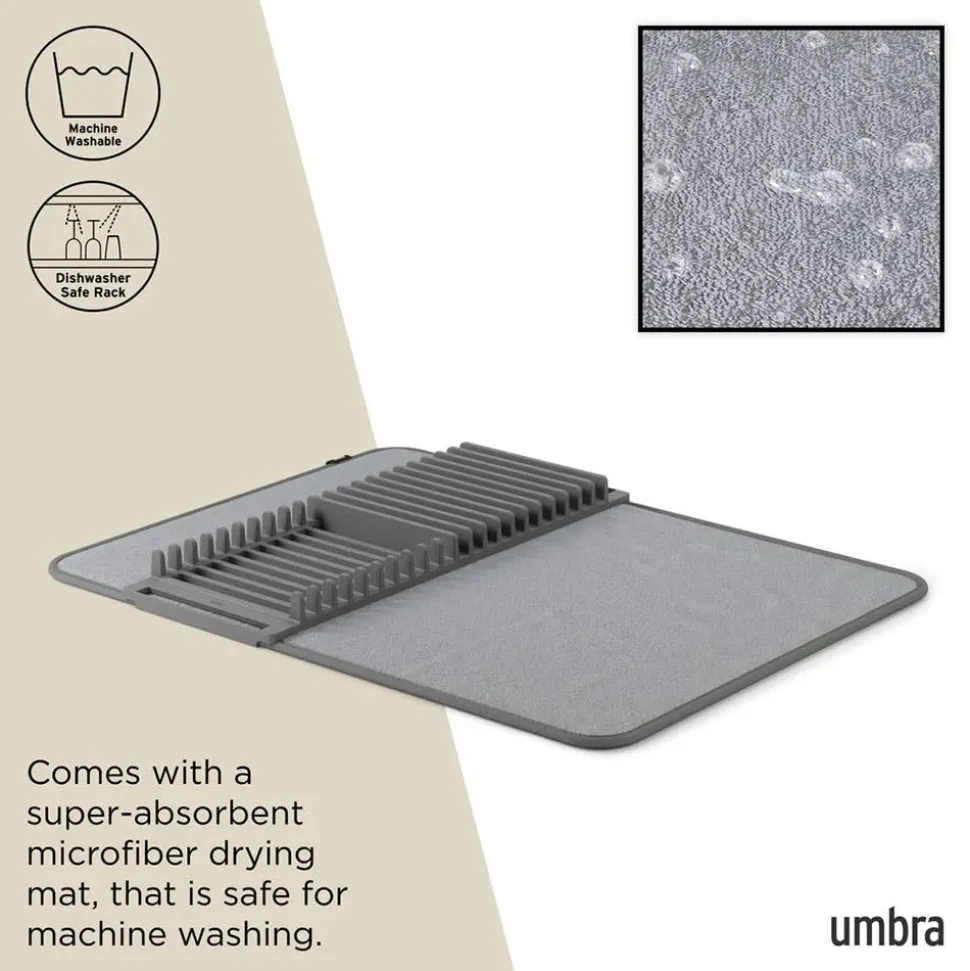 Umbra Udry Microfibre Drying Mat with Rack - Charcoal (24x18")