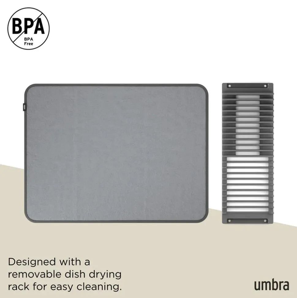 Umbra Udry Microfibre Drying Mat with Rack - Charcoal (24x18")