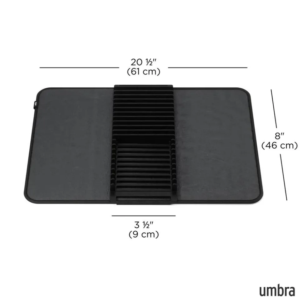 Umbra Udry Microfibre Drying Mat with Rack - Black (24x18")