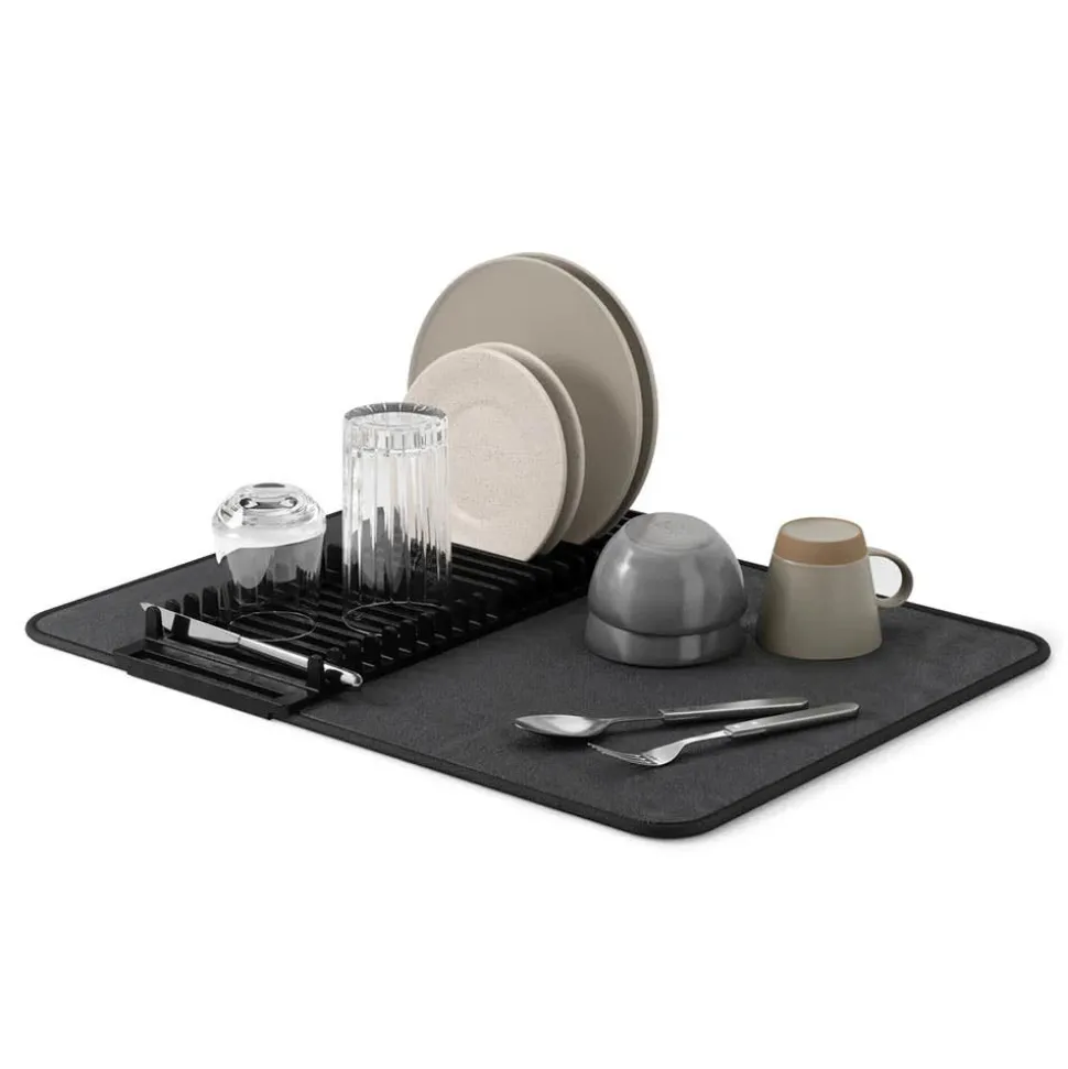 Umbra Udry Microfibre Drying Mat with Rack - Black (24x18")