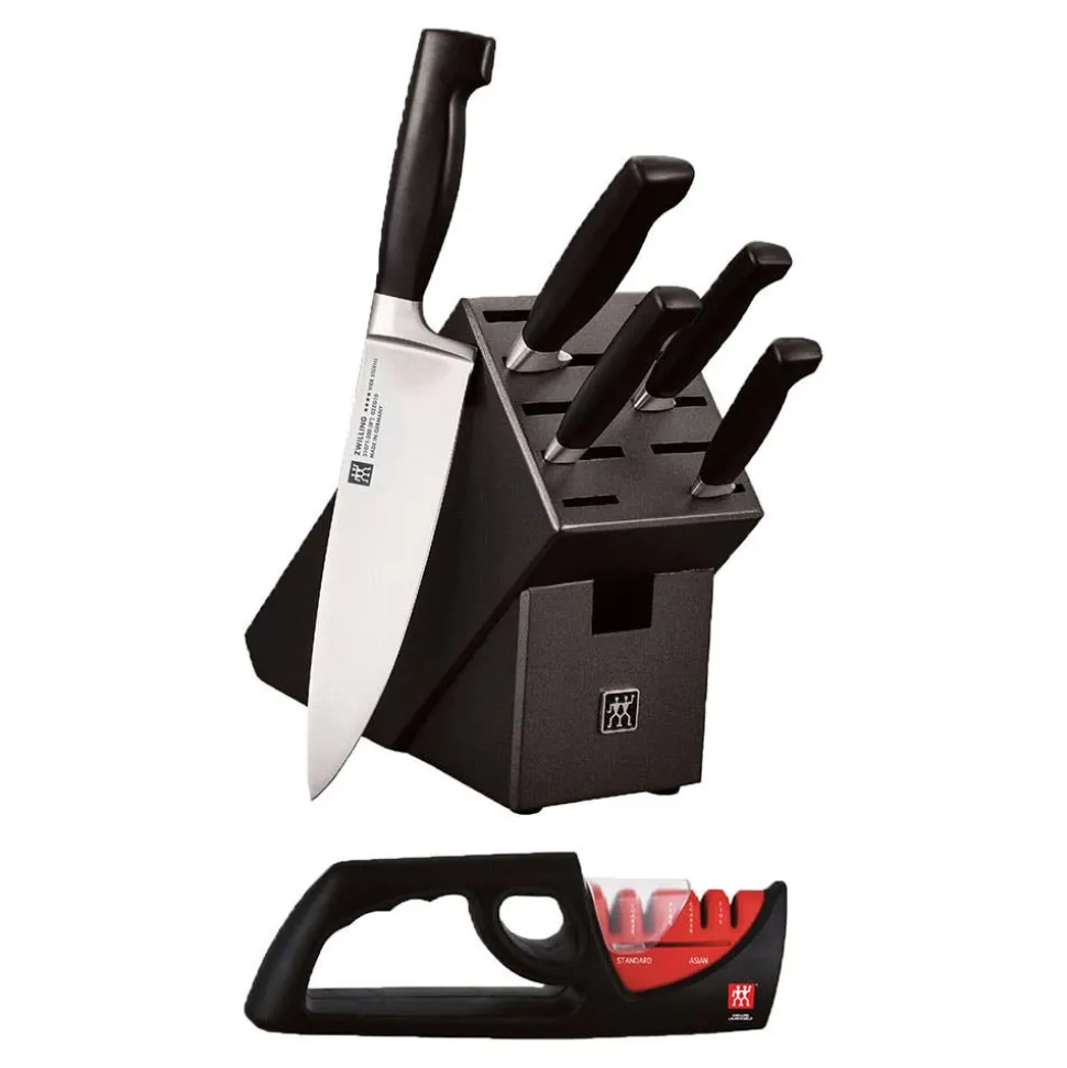 Zwilling 4-Star Block Combo with Bonus Sharpener - Set of 6 (Charcoal)