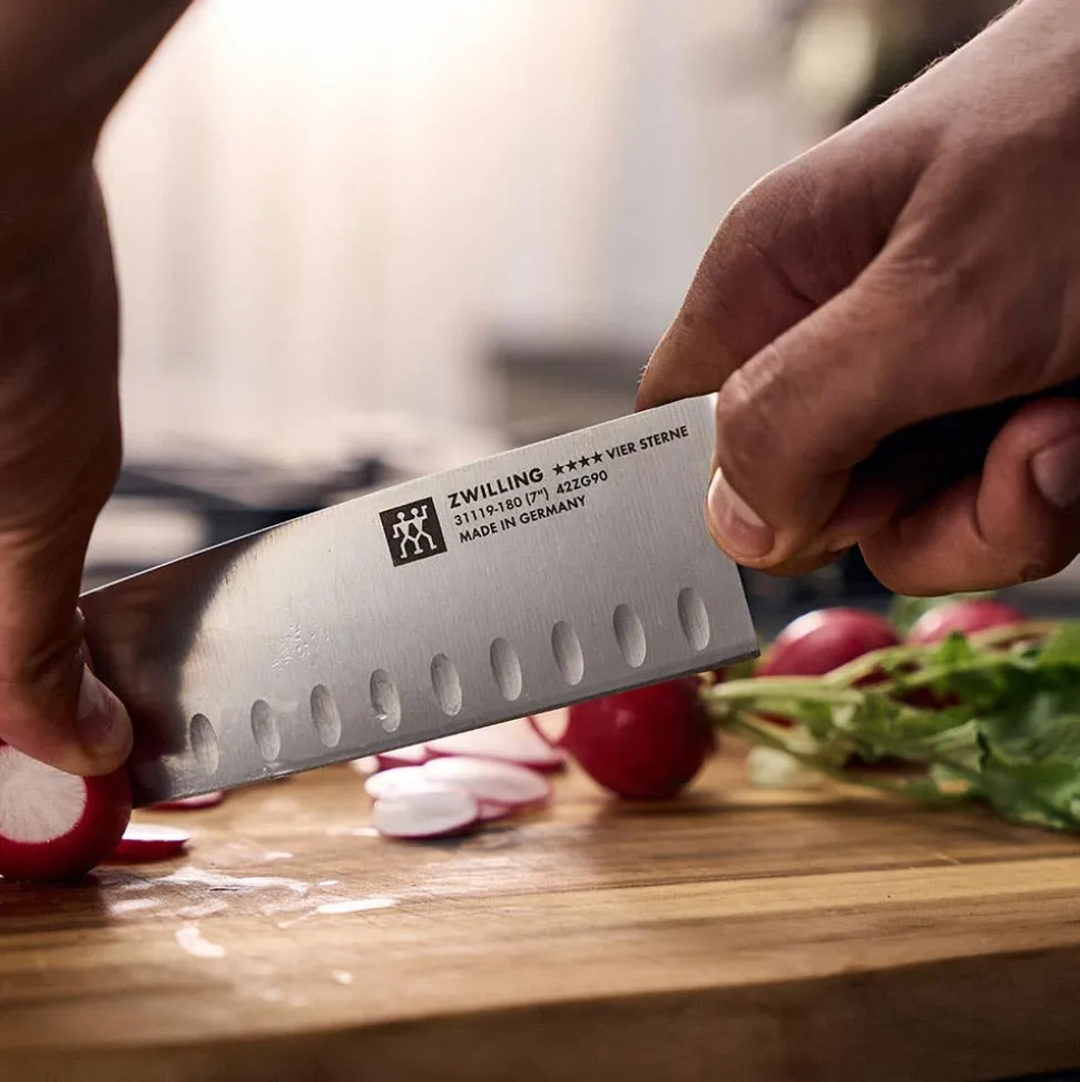 Zwilling 4-Star Santoku Knife with Granton Edge