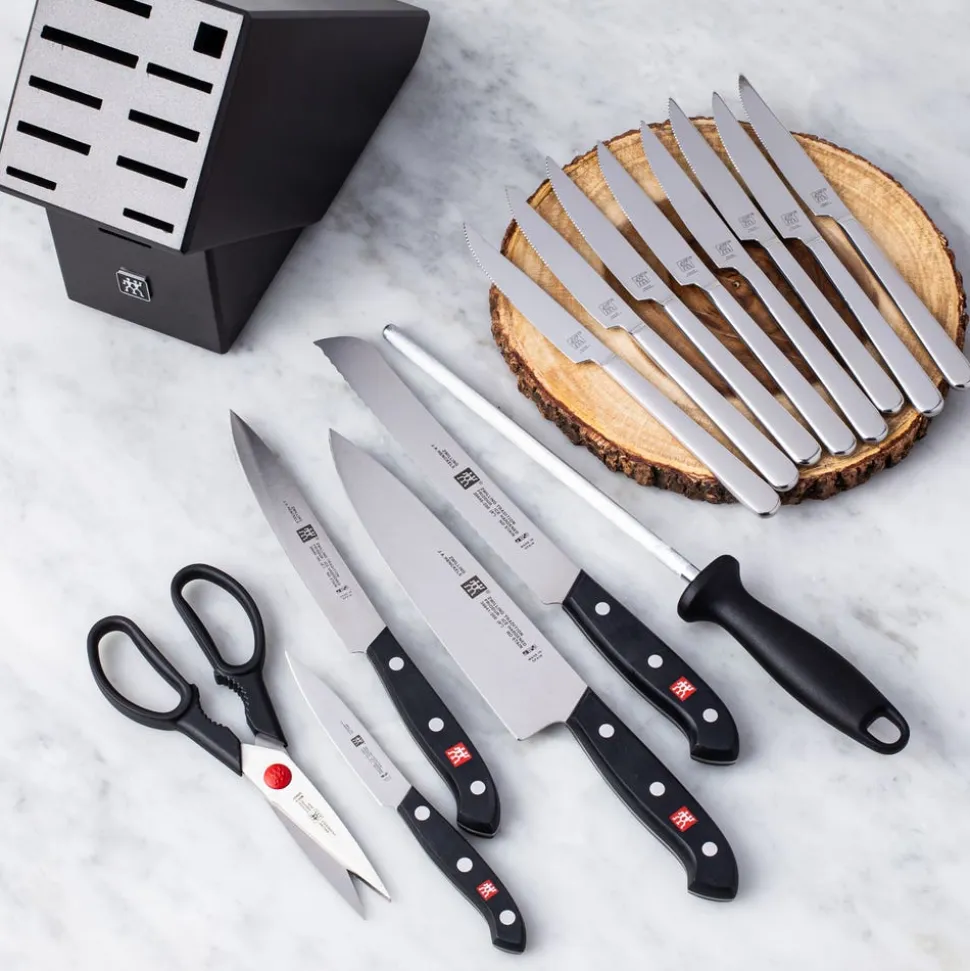 ZWILLING Tradition Block Combo with Bonus Steak Knives (Charcoal)